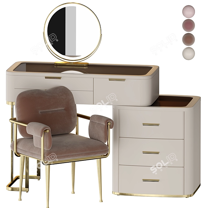 Elegant Modern Vanity Set 3D model image 1