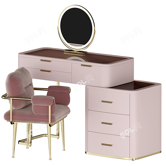 Elegant Modern Vanity Set 3D model image 2