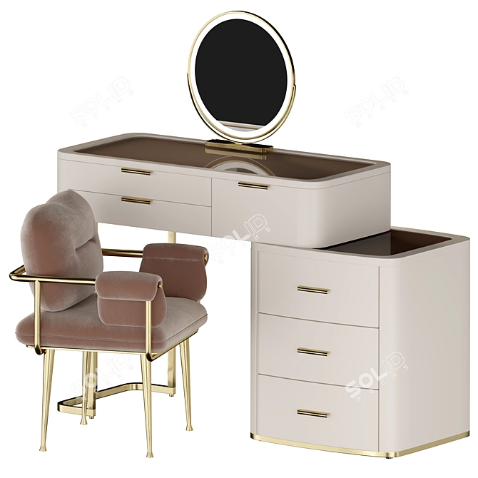 Elegant Modern Vanity Set 3D model image 3