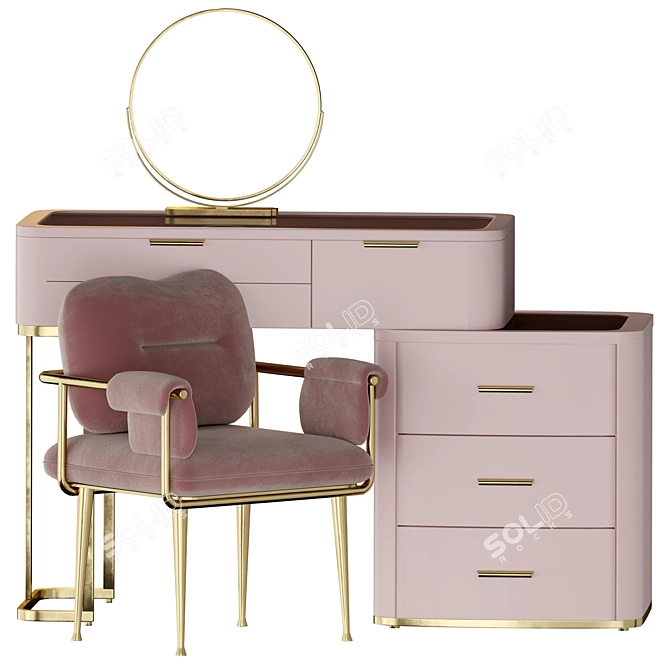 Elegant Modern Vanity Set 3D model image 5