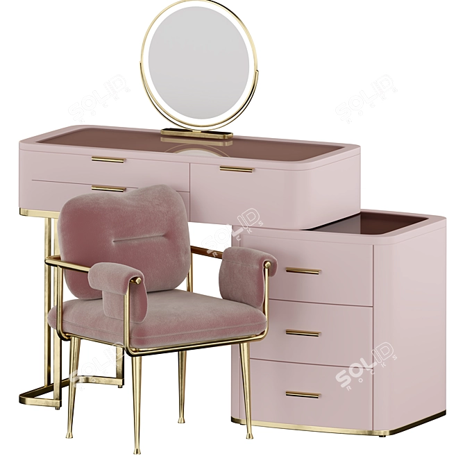 Elegant Modern Vanity Set 3D model image 7