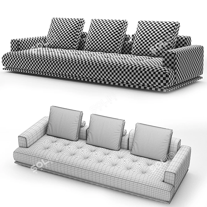 Contemporary Zanotta SHIKI Sofa 3D model image 3