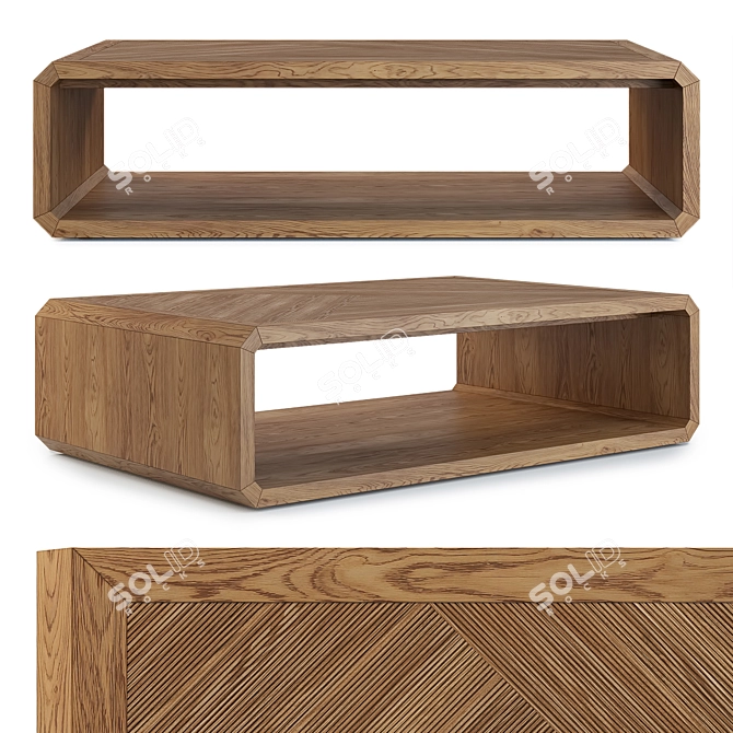 Elegant Ash Wood Coffee Table 3D model image 1