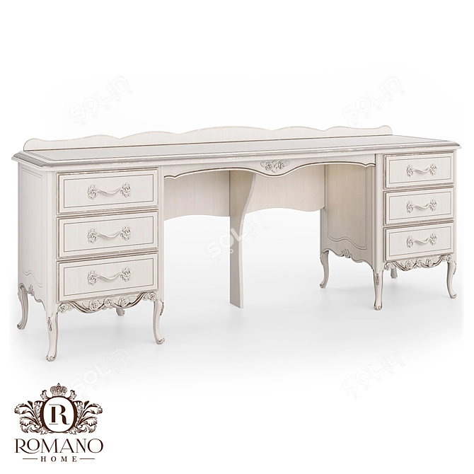 Handmade Double Desk Romano Home 3D model image 1