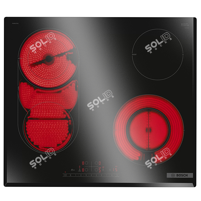 BOSCH Cooktop Set: 4 Induction & Gas Panels 3D model image 4