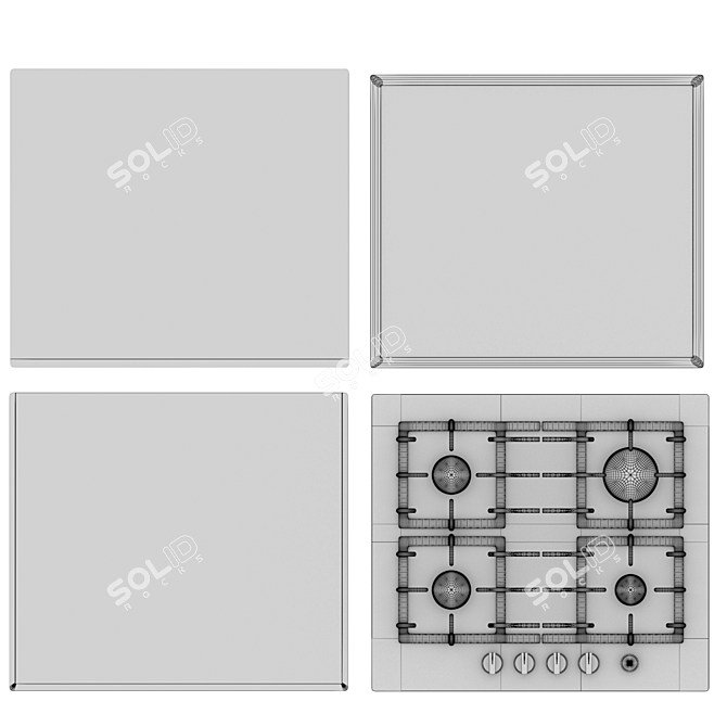BOSCH Cooktop Set: 4 Induction & Gas Panels 3D model image 6