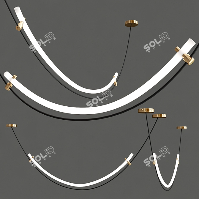 Elegant Arc Acrylic Metal Lamp 3D model image 2