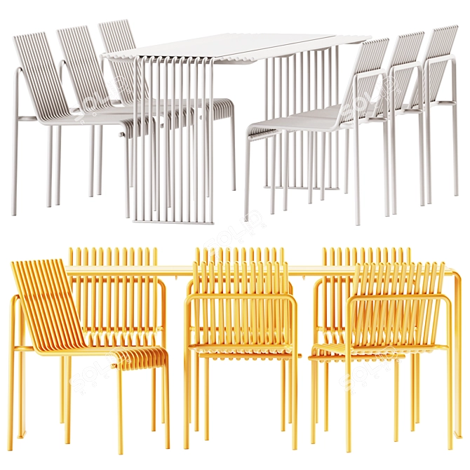 Outdoor Dining Set: Zeroquindici 015 Table & Amalfi 015 Chair 3D model image 1