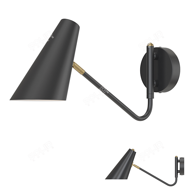 Angular Black Wall Lamp NATI 3D model image 1