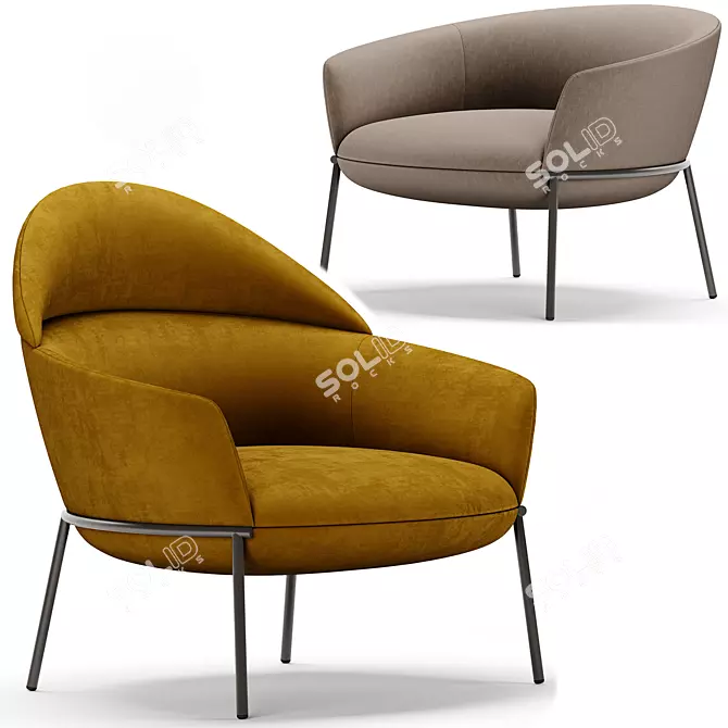 Elegant SWALE Armchair, LaCividina Vol. 2 3D model image 8
