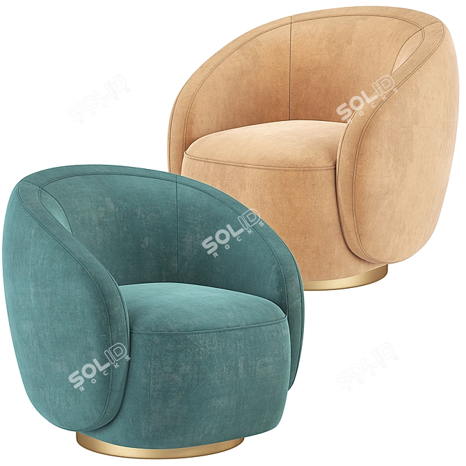 Kelly Wearstler Velvet Swivel Chair 3D model image 4