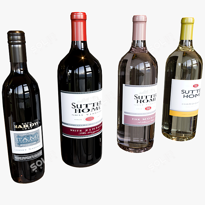  Diverse Wine Collection Set 3D model image 4