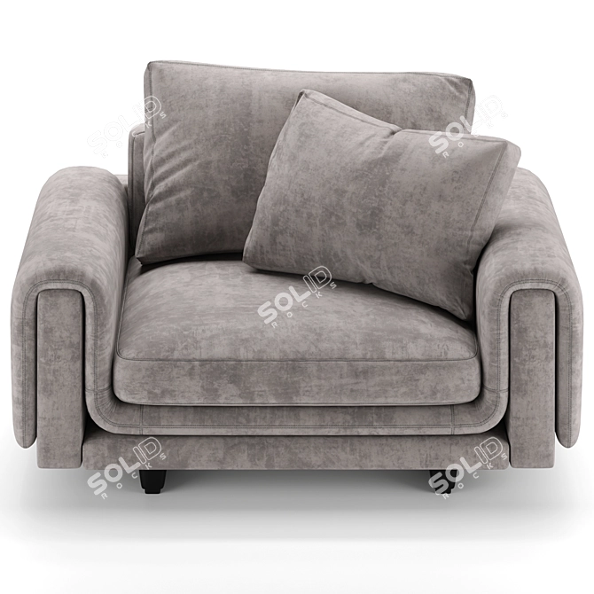 Sleek Upholstered Loveseat 3D model image 2
