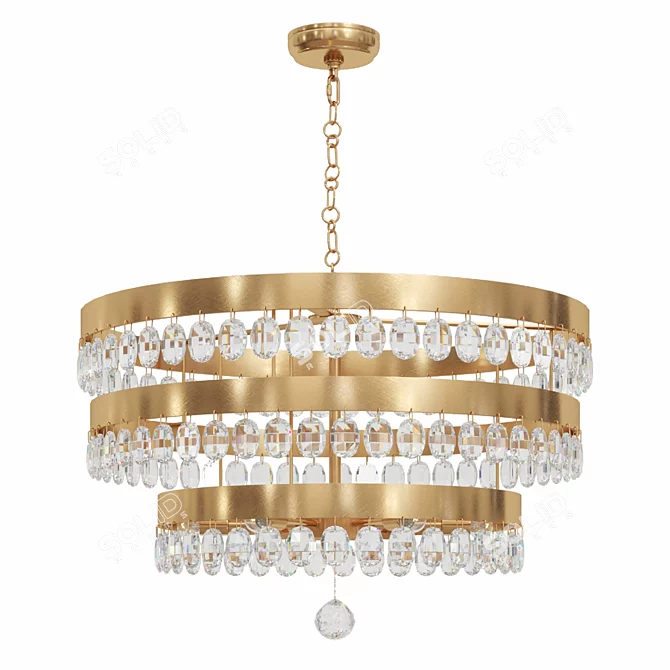 Elegant Antique Gold Chandelier 3D model image 2