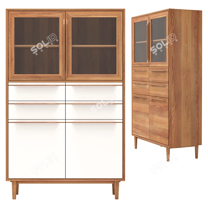 Scandinavian Style Buffet, White, Large 3D model image 1