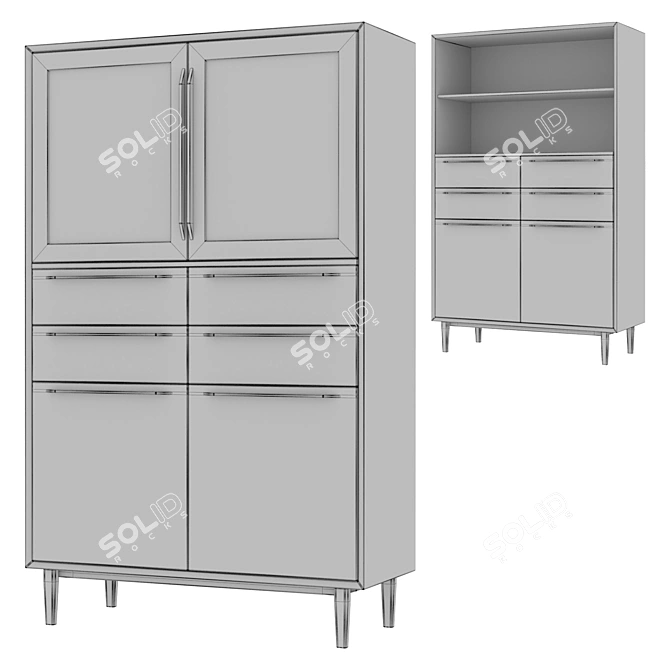Scandinavian Style Buffet, White, Large 3D model image 6