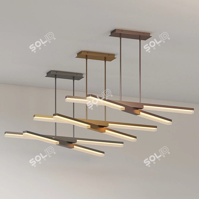 Sleek Crystal LED Linear Suspension 3D model image 3