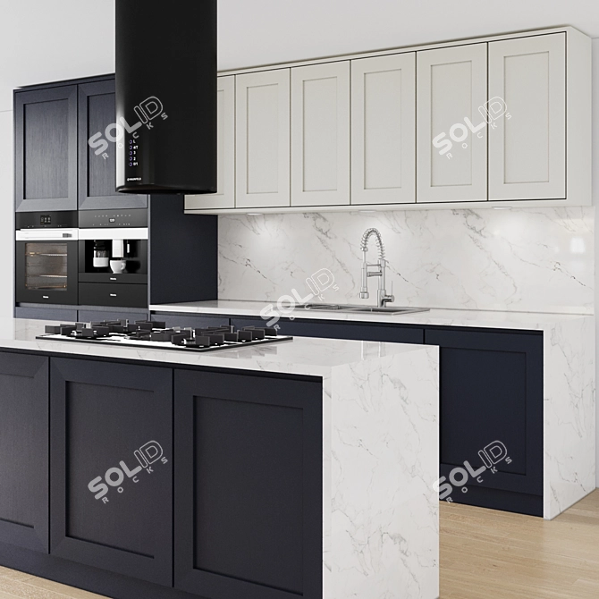 Modern Kitchen Island Set 3D model image 2