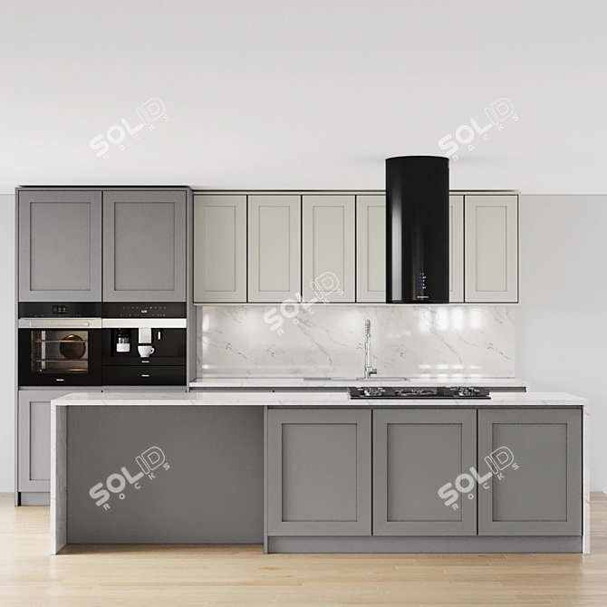 Modern Kitchen Island Set 3D model image 5