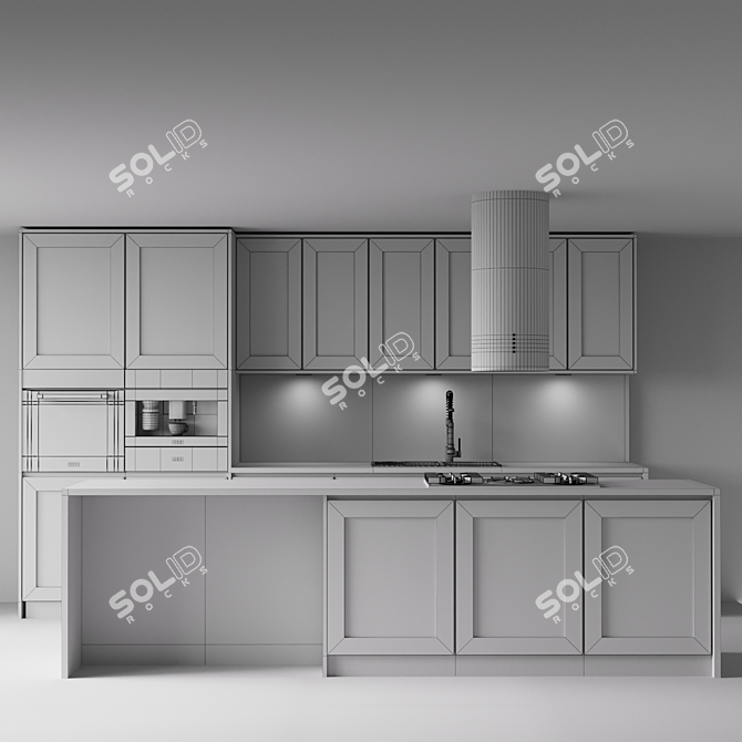 Modern Kitchen Island Set 3D model image 7