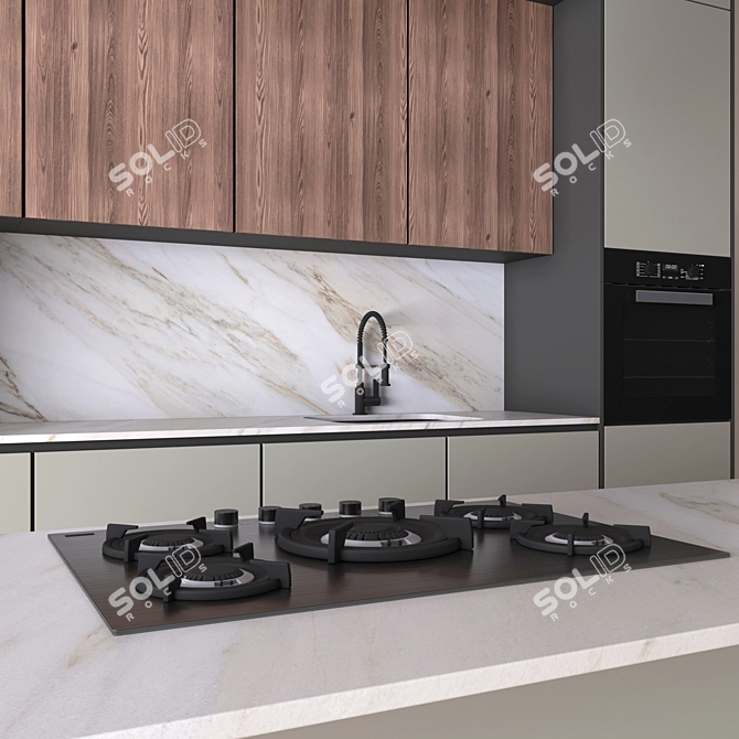 Luxury Kitchen Island Set 3D model image 3