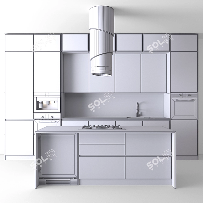 Luxury Kitchen Island Set 3D model image 4