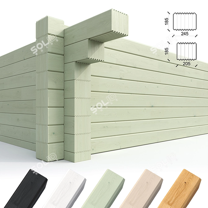 Colored & Natural Glulam Beams 3D model image 1