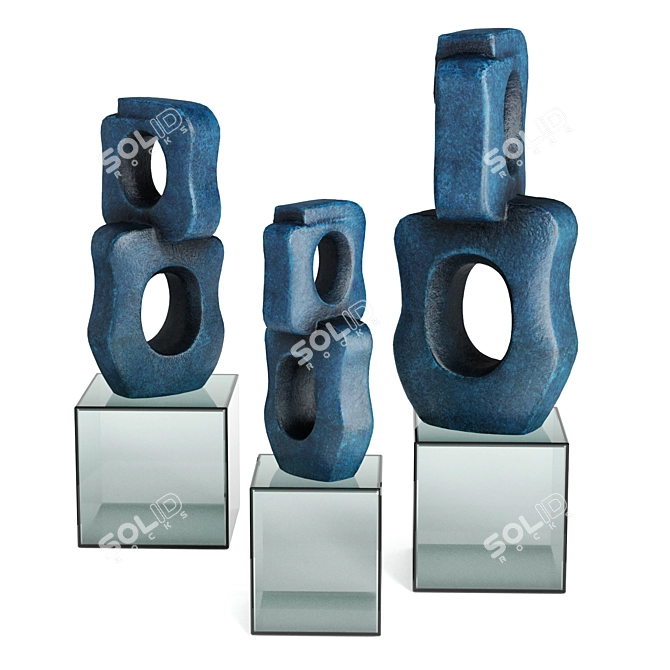 Contemporary Chain Sculpture Set 3D model image 1