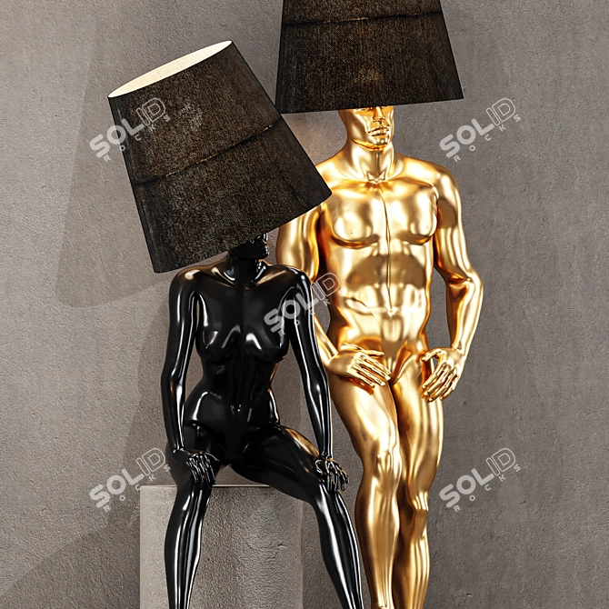 Hommer Gold Black Human Floor Lamp 3D model image 3