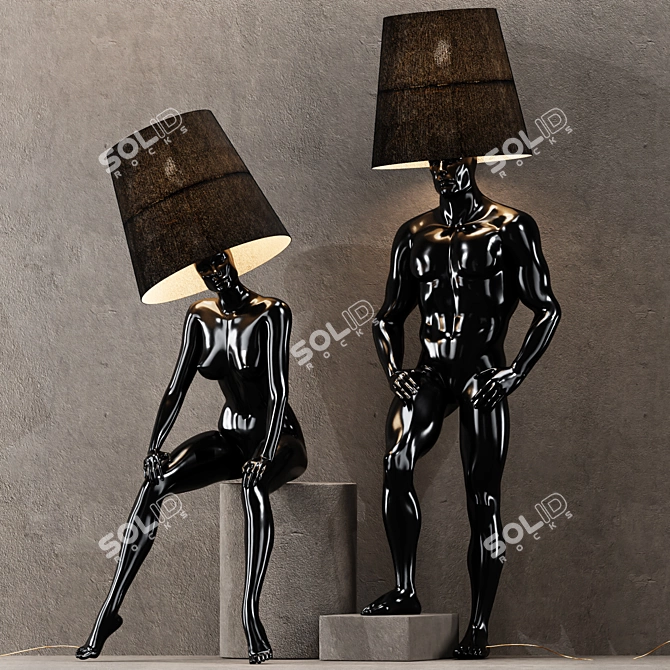 Hommer Gold Black Human Floor Lamp 3D model image 4