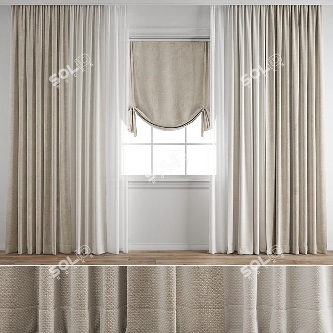 Polygonal Curtain Model Set 3D model image 1