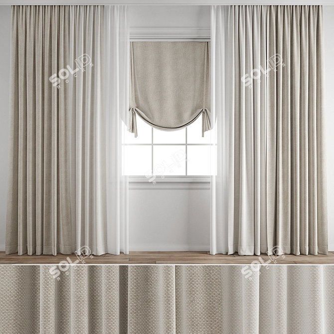 Polygonal Curtain Model Set 3D model image 4