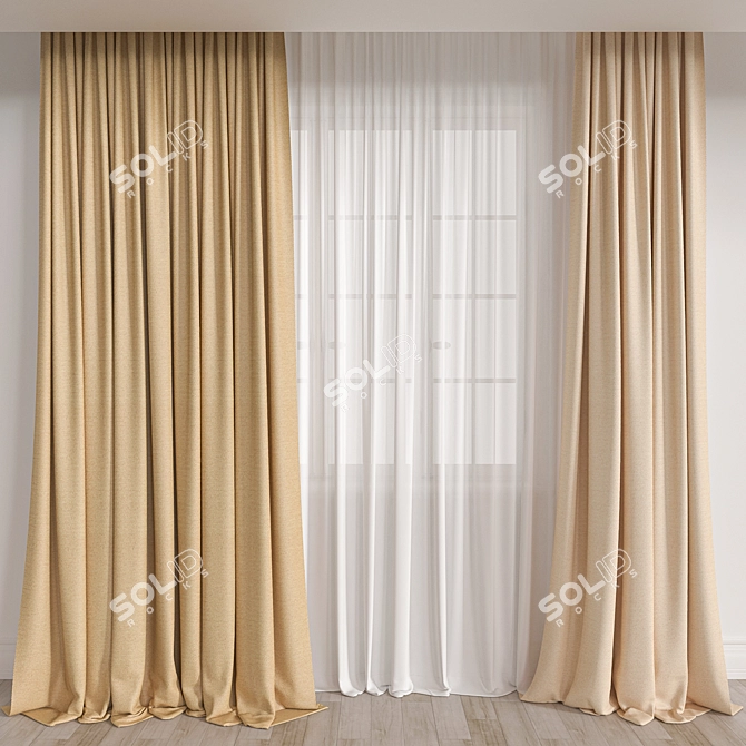  3D Curtain Model fbx Obj 3D model image 3