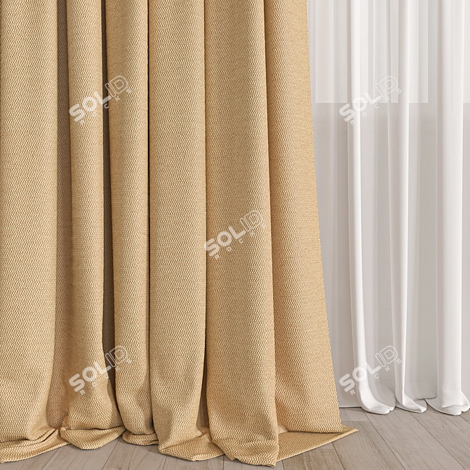  3D Curtain Model fbx Obj 3D model image 1