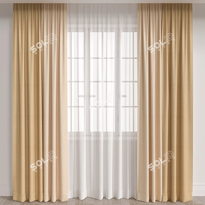 Modern Curtain 3D Model Render 3D model image 1