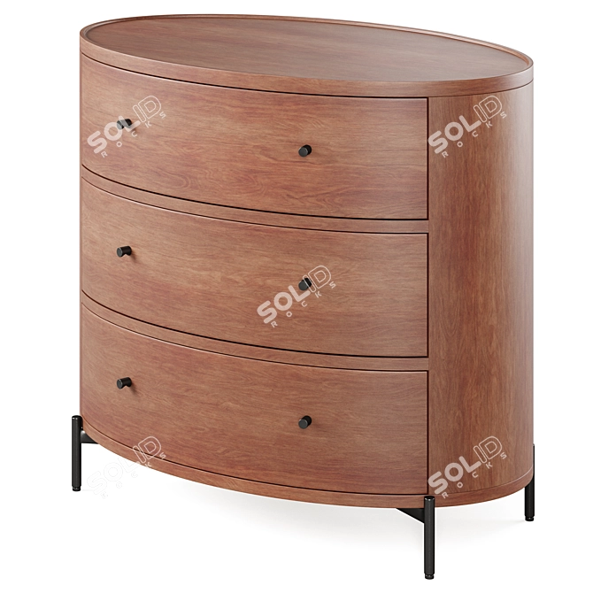 Oval Warren 3-Drawer Dresser 3D model image 2