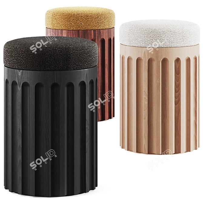 Title: Fluted Stool by Galvin Brothers 3D model image 5