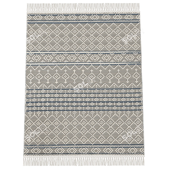 Denim Wool Tassel Farmhouse Rug 3D model image 4