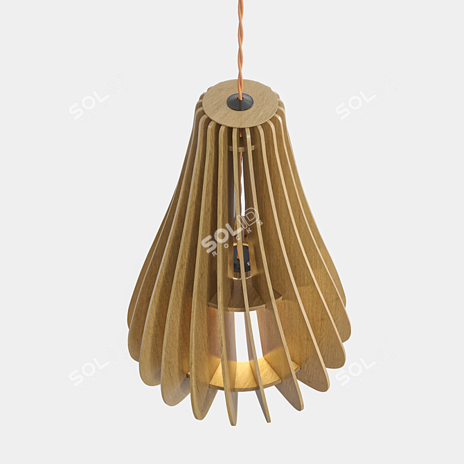 Handcrafted Wooden Pendant Light Fixture 3D model image 3