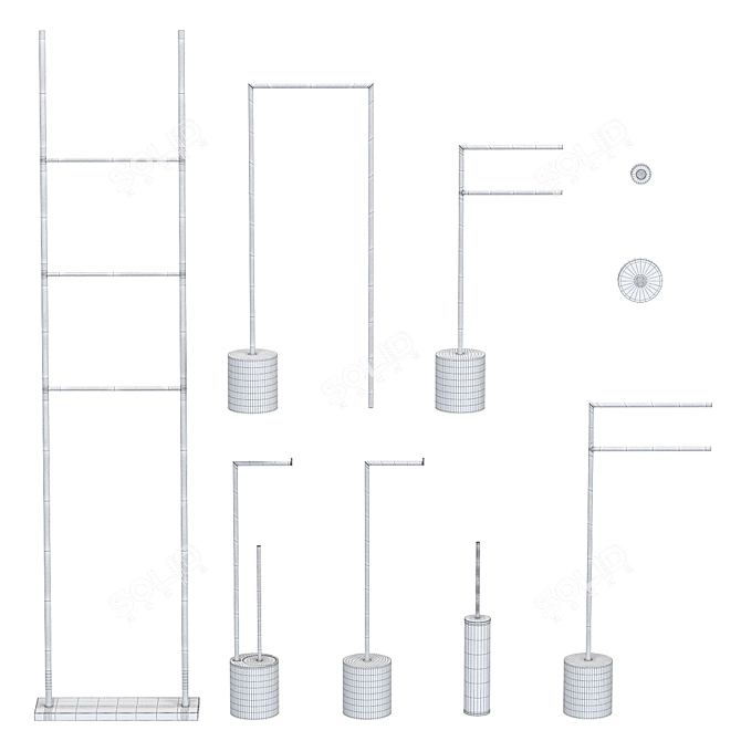 Bathroom Stand Set, BERTOCCI Carrarino 3D model image 4