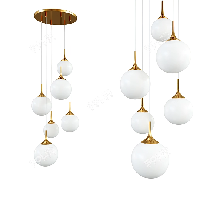 Sleek Globular Light Fixture, Metal/Glass 3D model image 1