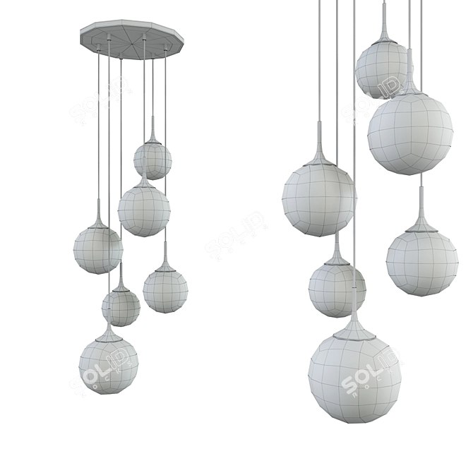 Sleek Globular Light Fixture, Metal/Glass 3D model image 2