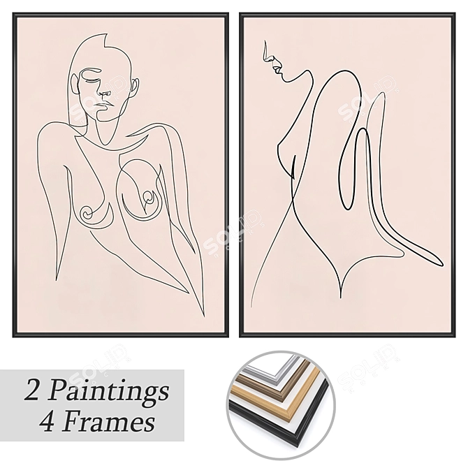 Duo Art Set with Frame Options 3D model image 1