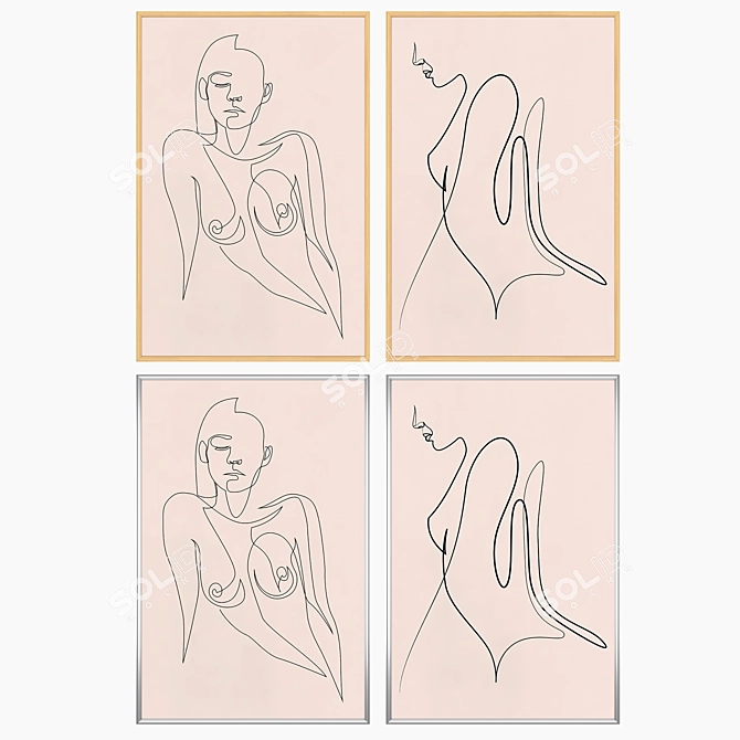 Duo Art Set with Frame Options 3D model image 3