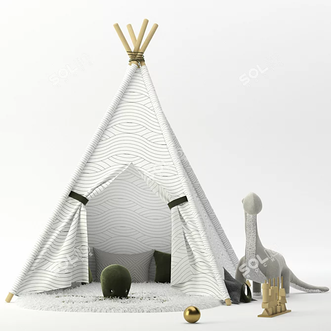 Virtual Teepee Hut Model 3D model image 2