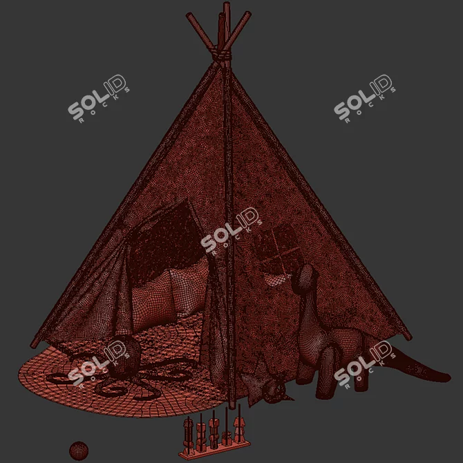 Virtual Teepee Hut Model 3D model image 4