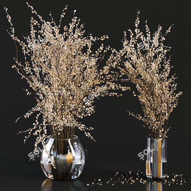 Branches in Concrete Vases Sculpture 3D model image 1