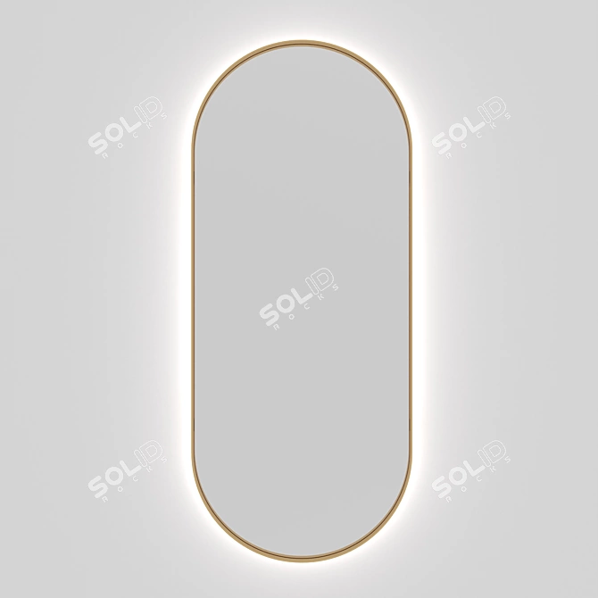 Golden Capsule Mirror with Backlight 3D model image 1