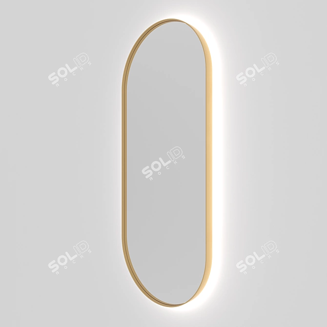 Golden Capsule Mirror with Backlight 3D model image 2