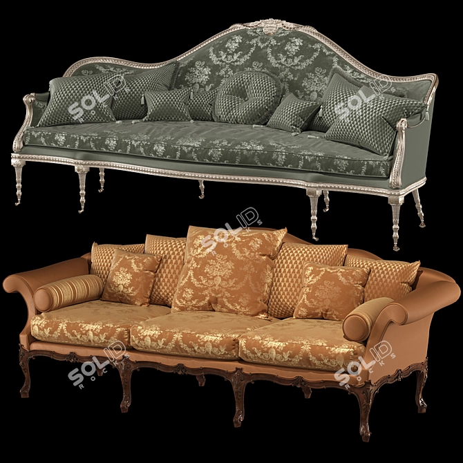 Antique English Sofa Settees 3D model image 1